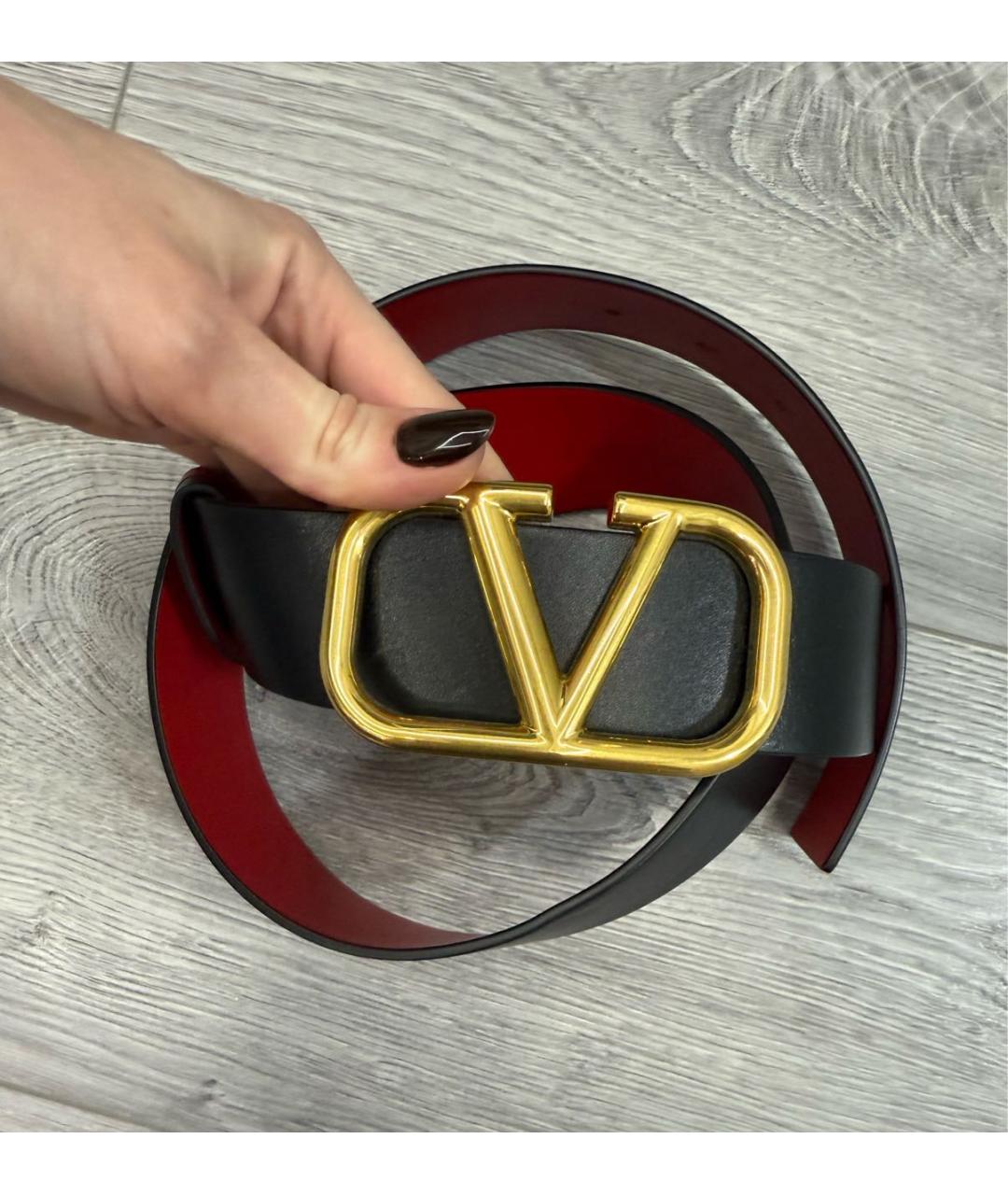 VALENTINO Черный кожаный ремень, фото 2