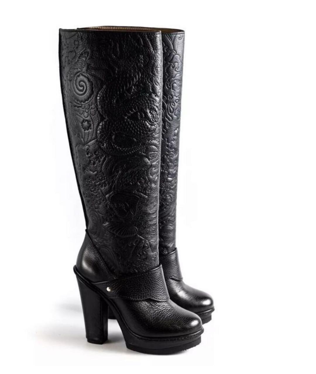 JEAN PAUL GAULTIER Черные кожаные сапоги, фото 2