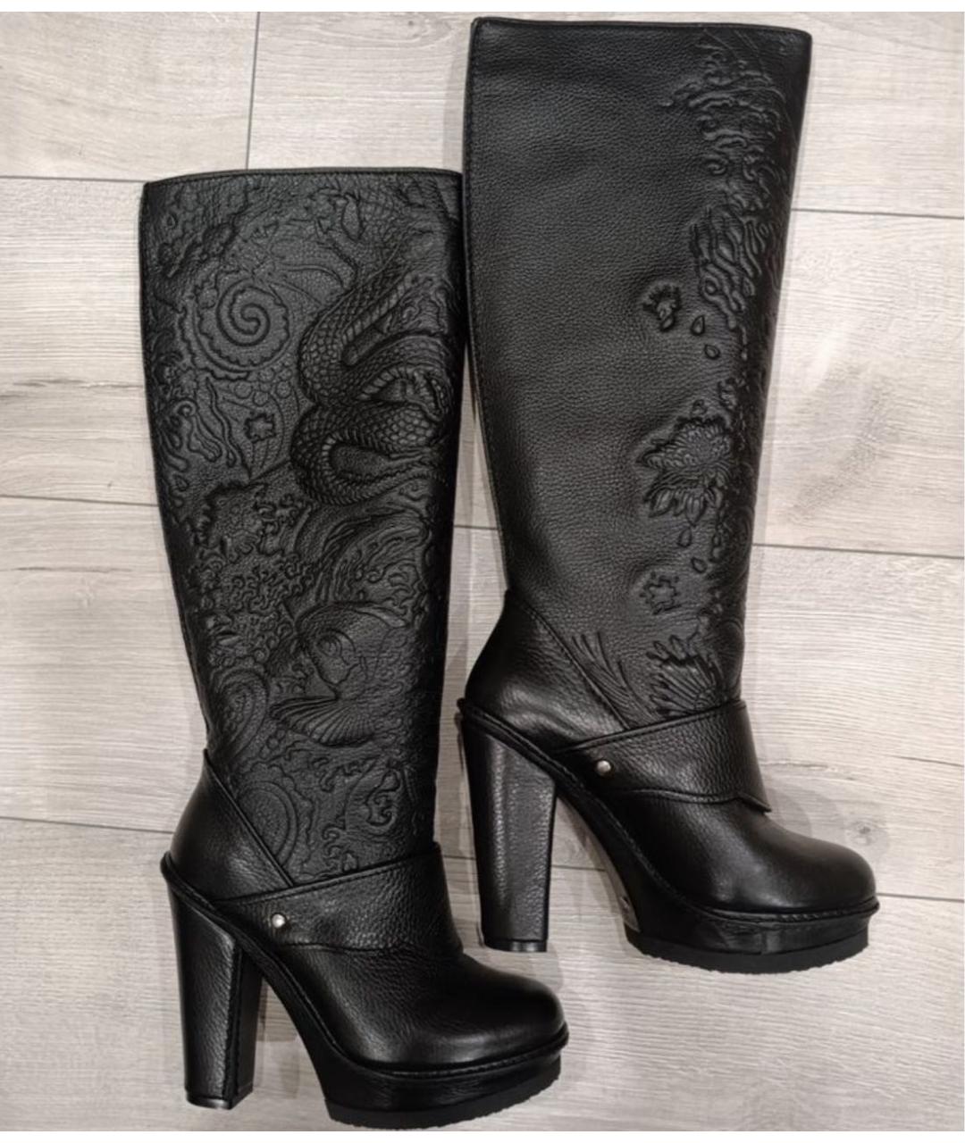 JEAN PAUL GAULTIER Черные кожаные сапоги, фото 5