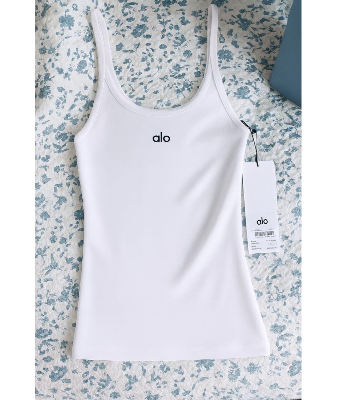 ALO YOGA Белая хлопковая майка, фото 7