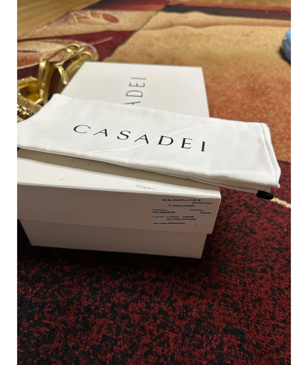 CASADEI Золотые кожаные босоножки, фото 6