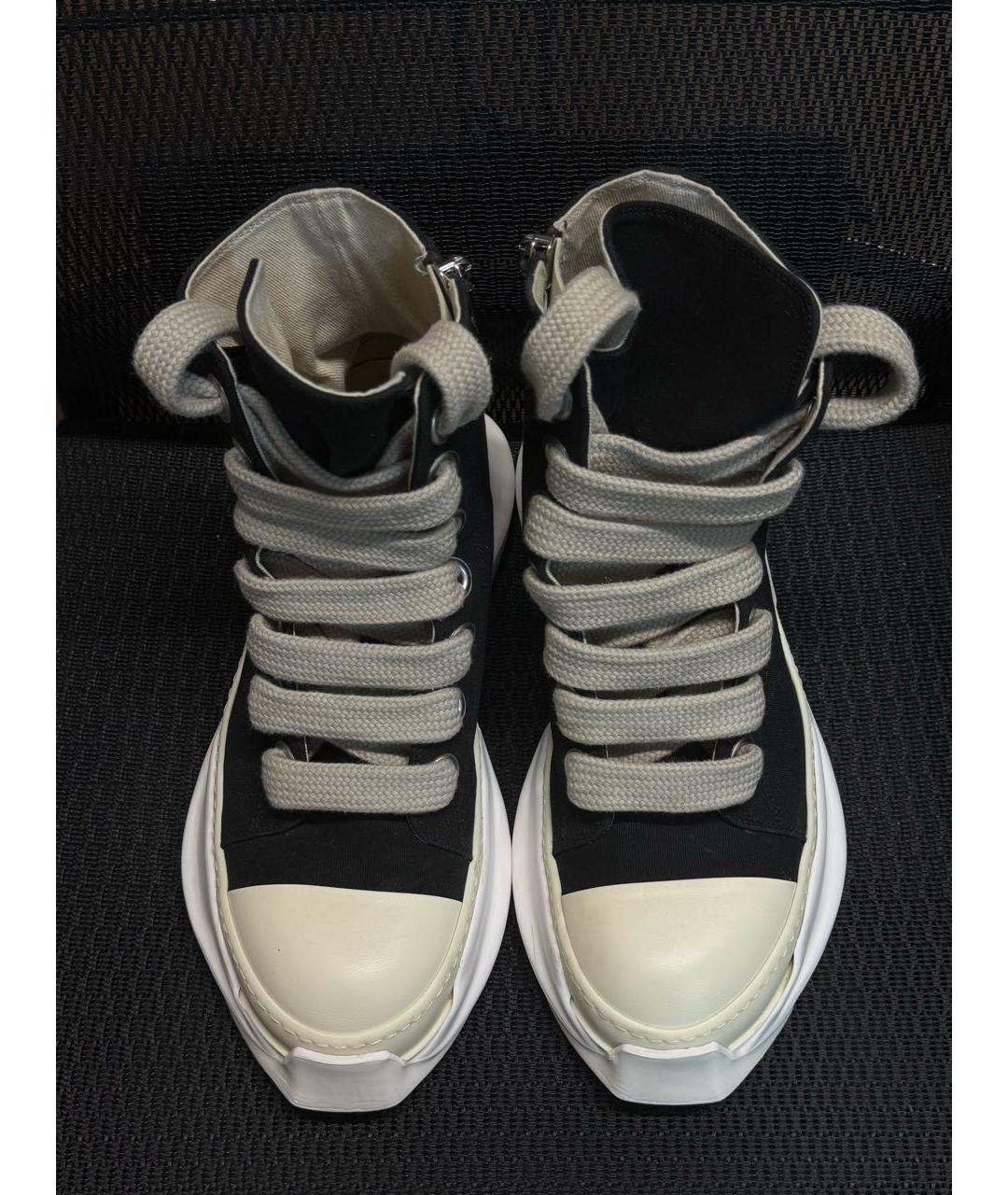 RICK OWENS DRKSHDW Черные текстильные высокие кроссовки / кеды, фото 2