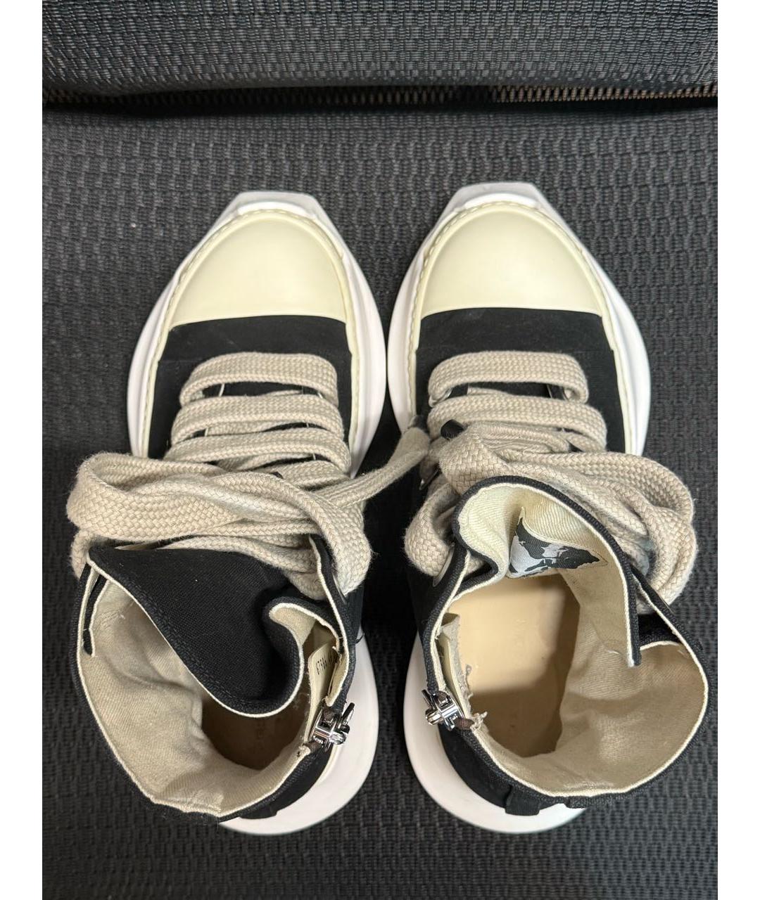RICK OWENS DRKSHDW Черные текстильные высокие кроссовки / кеды, фото 3