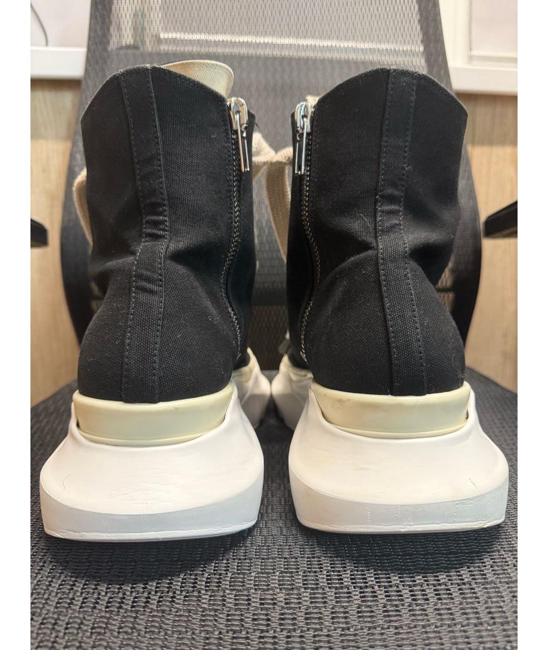 RICK OWENS DRKSHDW Черные текстильные высокие кроссовки / кеды, фото 4