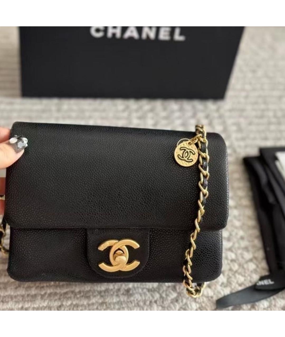 CHANEL Черная кожаная сумка через плечо, фото 5