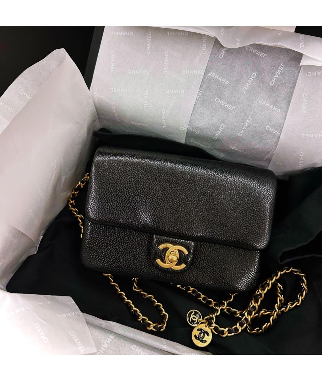 CHANEL Черная кожаная сумка через плечо, фото 8