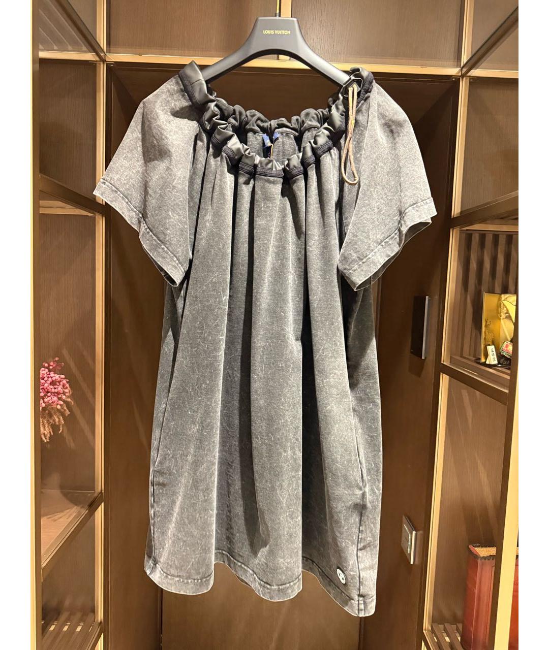 LOUIS VUITTON Серое хлопковое повседневное платье, фото 6