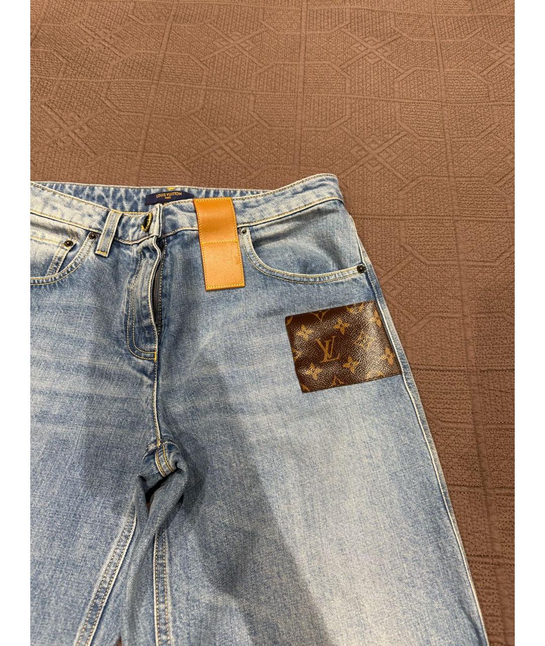 LOUIS VUITTON Синие хлопковые джинсы клеш, фото 2