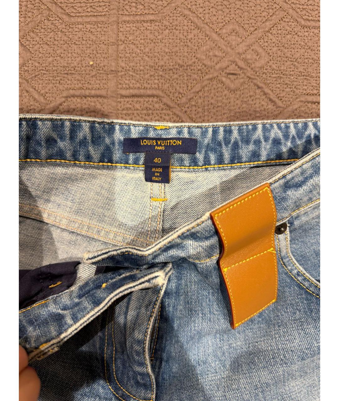 LOUIS VUITTON Синие хлопковые джинсы клеш, фото 4