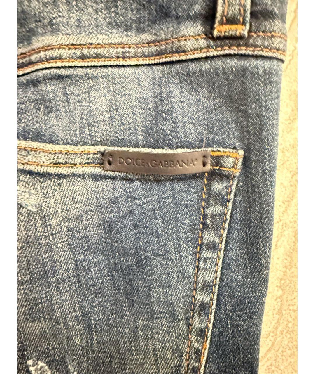 DOLCE&GABBANA Синие хлопковые прямые джинсы, фото 4