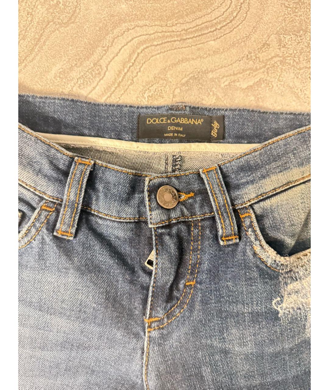 DOLCE&GABBANA Синие хлопковые прямые джинсы, фото 5