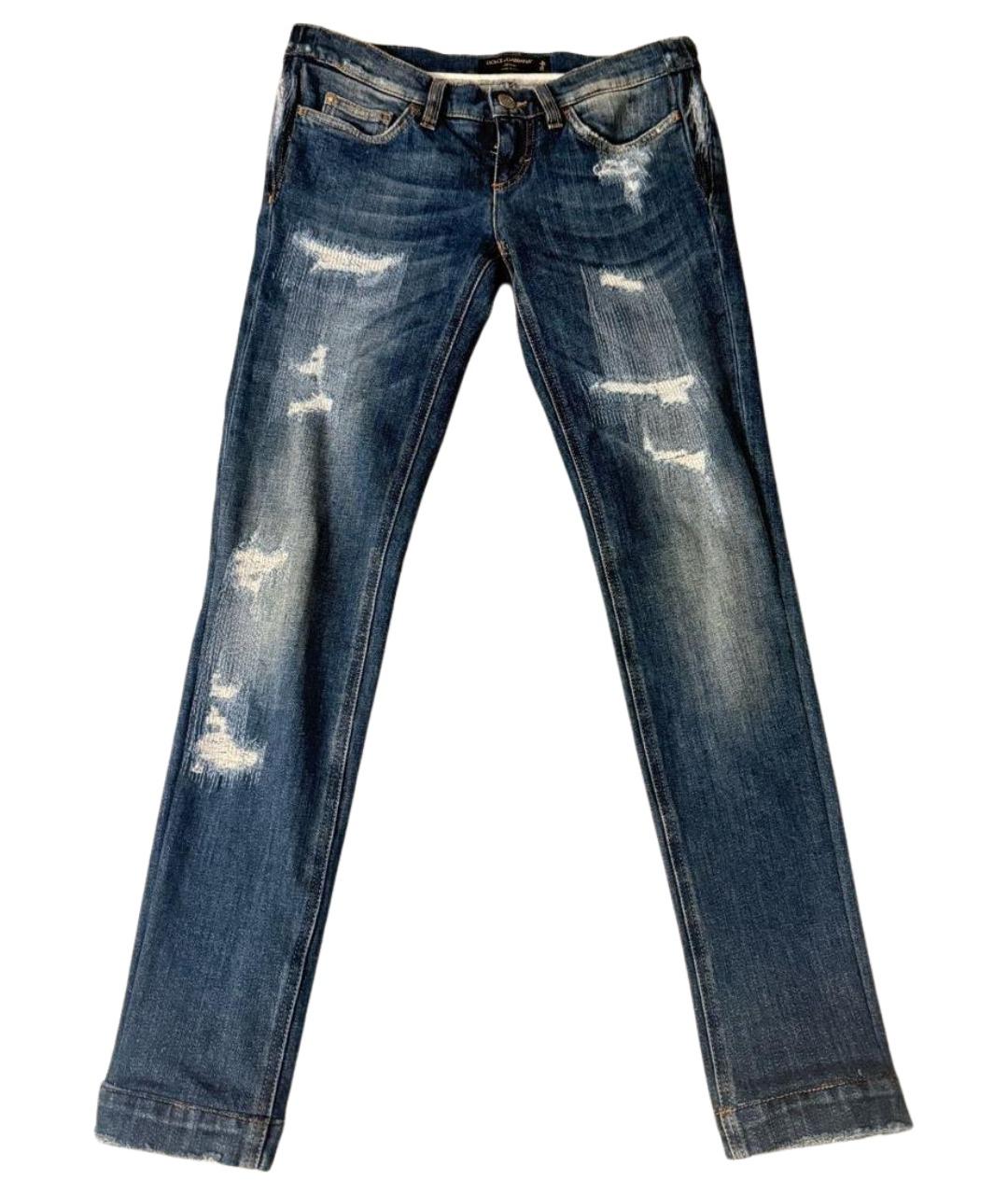DOLCE&GABBANA Синие хлопковые прямые джинсы, фото 1