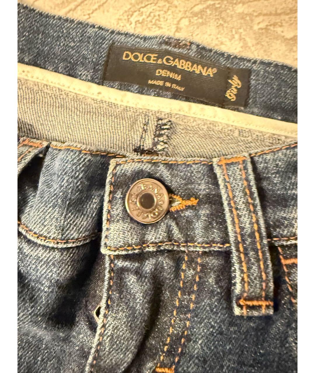 DOLCE&GABBANA Синие хлопковые прямые джинсы, фото 3