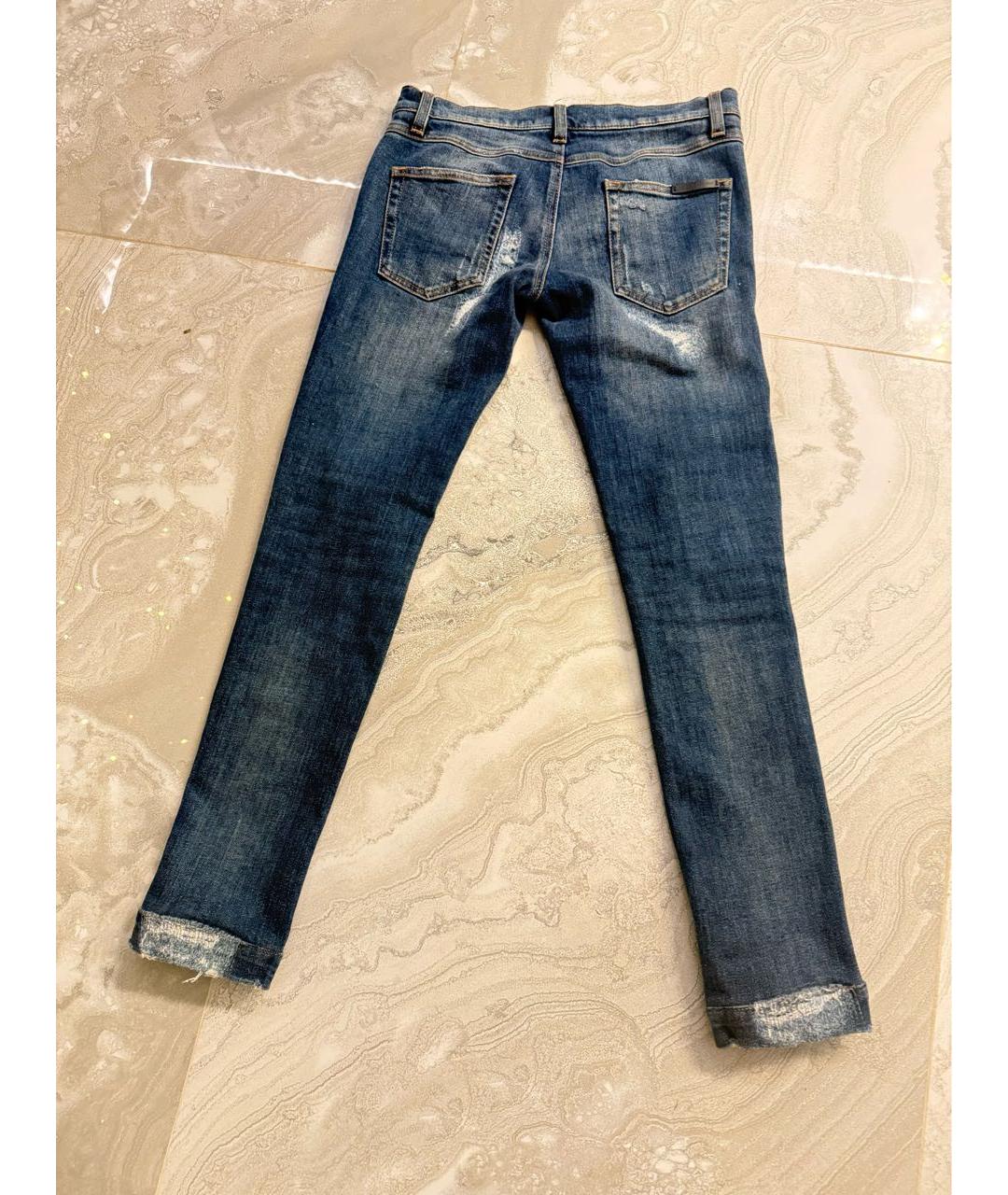 DOLCE&GABBANA Синие хлопковые прямые джинсы, фото 2