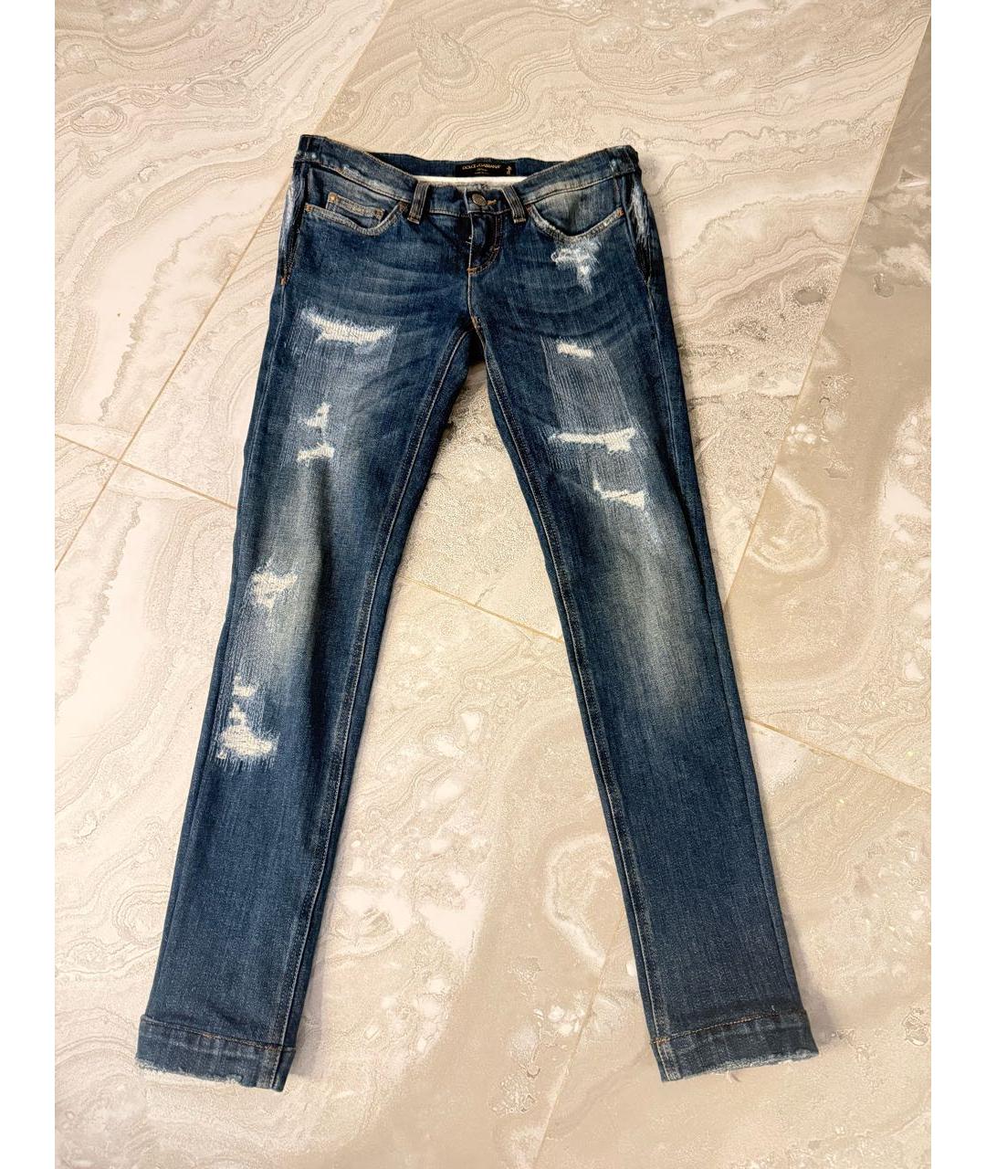 DOLCE&GABBANA Синие хлопковые прямые джинсы, фото 6