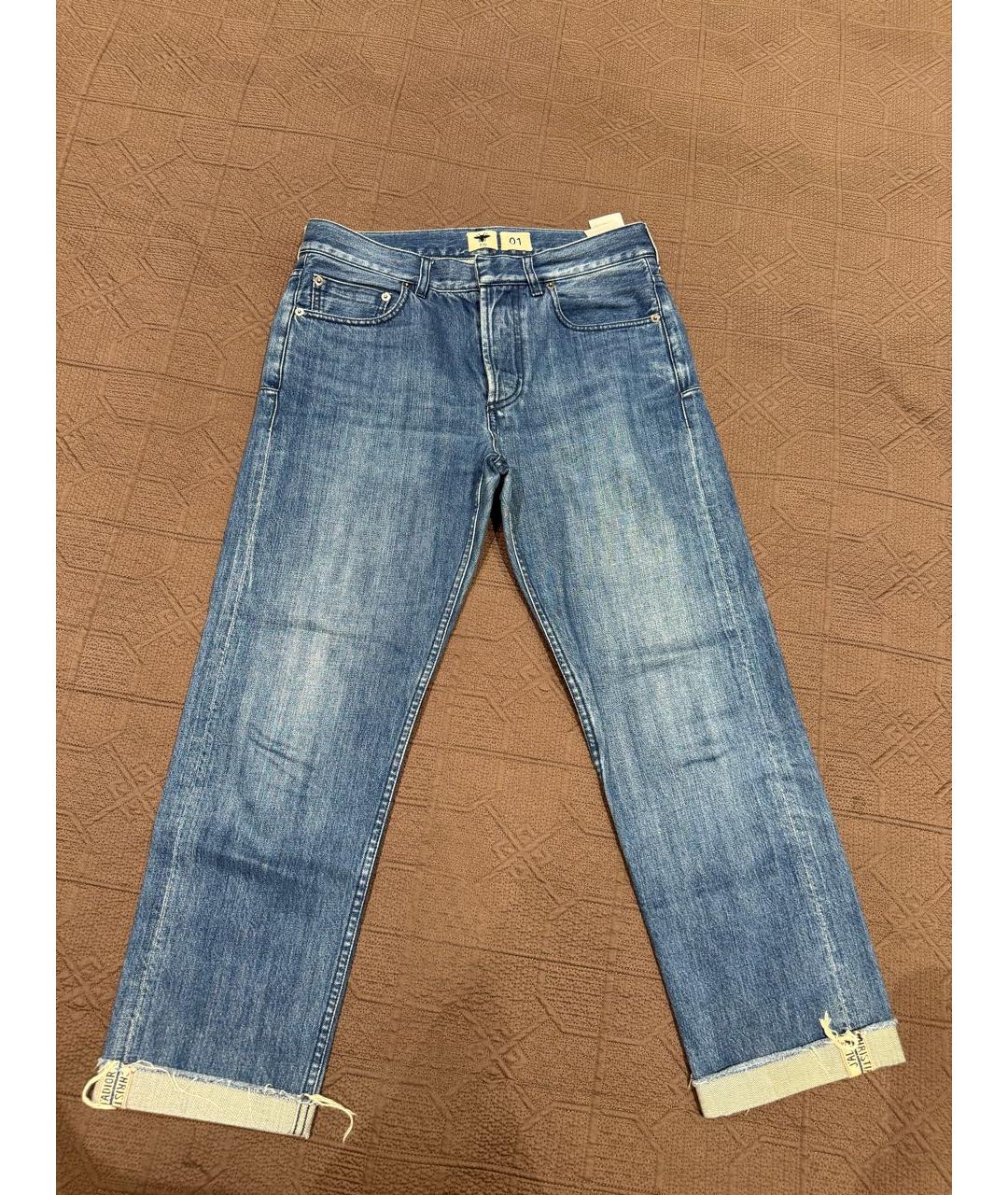 CHRISTIAN DIOR Синие хлопковые прямые джинсы, фото 6