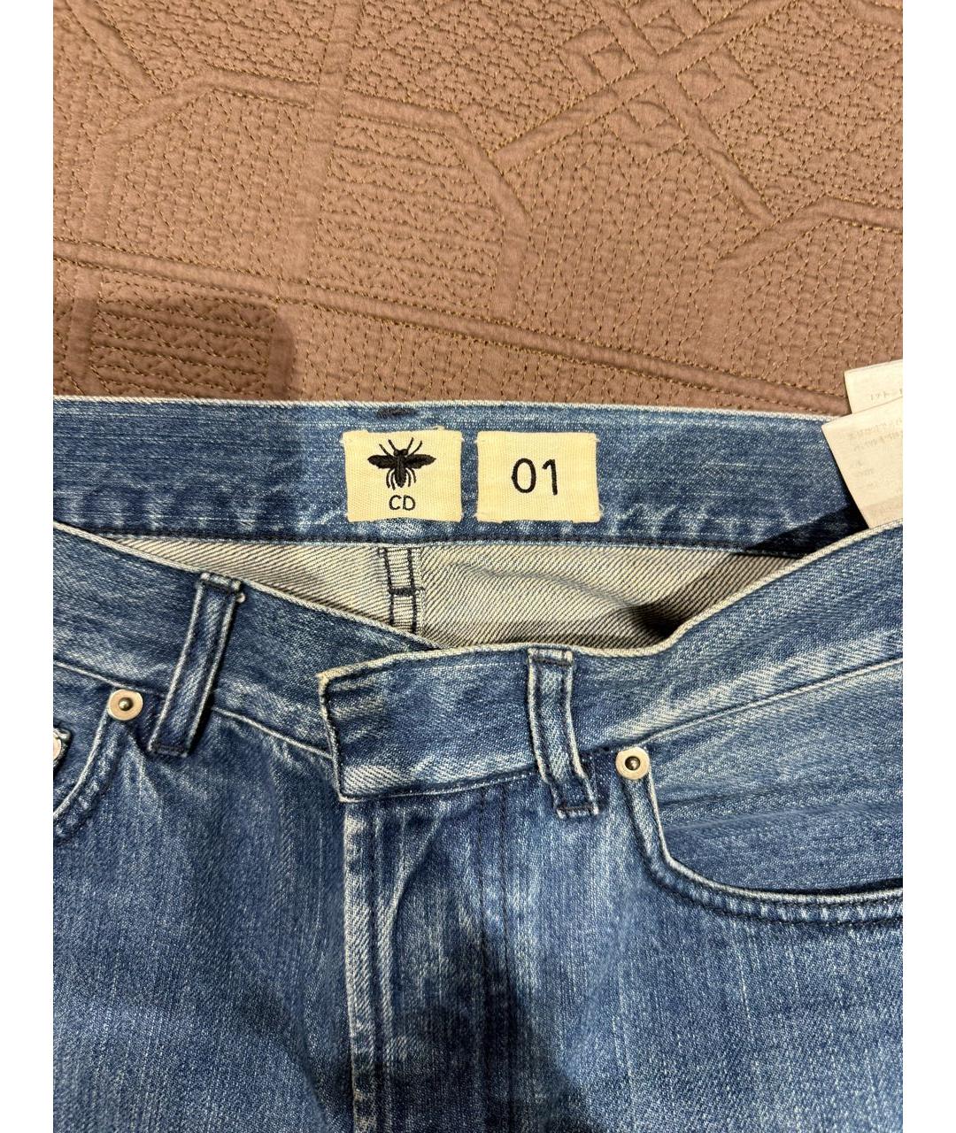 CHRISTIAN DIOR Синие хлопковые прямые джинсы, фото 3