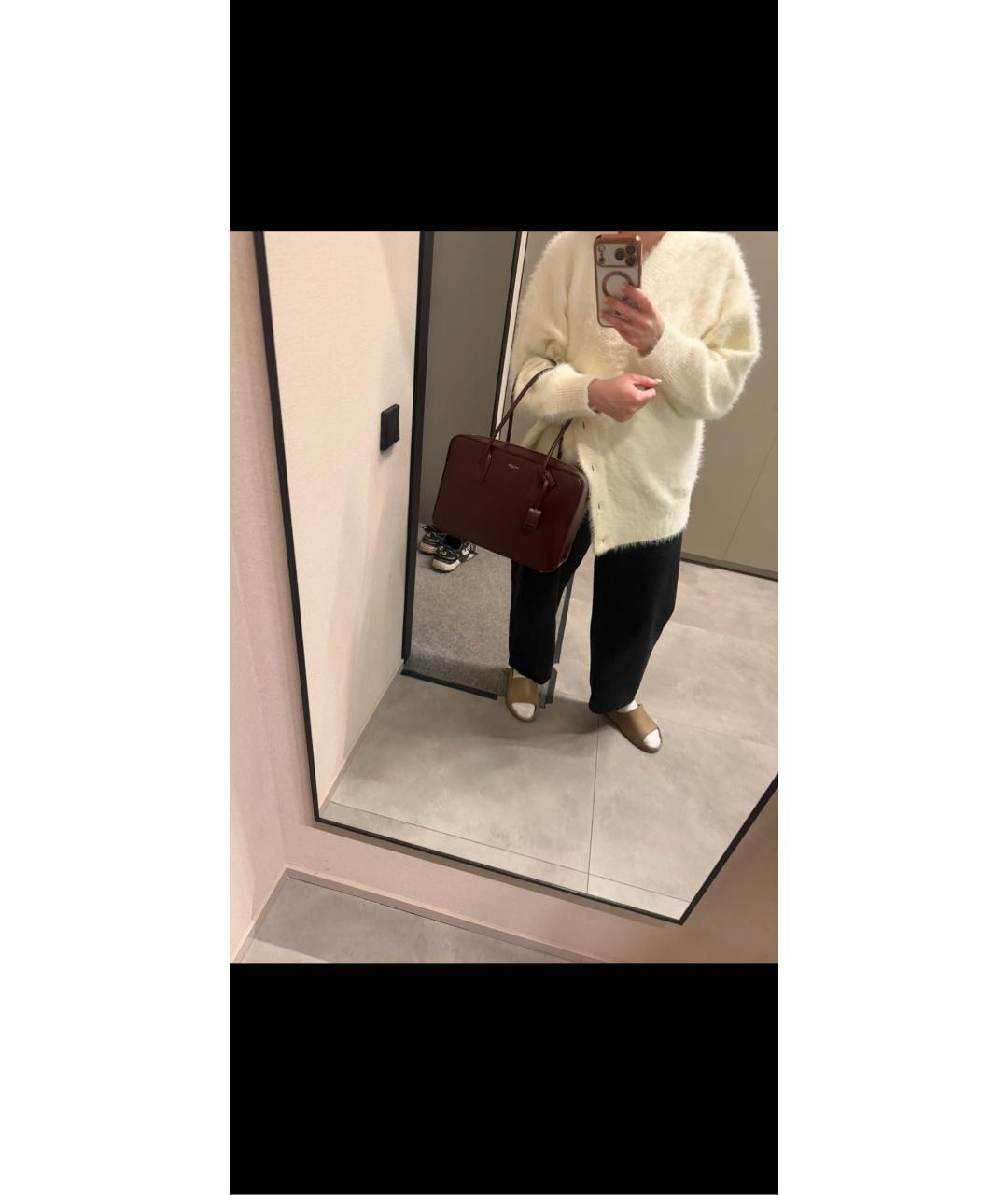 SAINT LAURENT Бордовая кожаная сумка с короткими ручками, фото 3