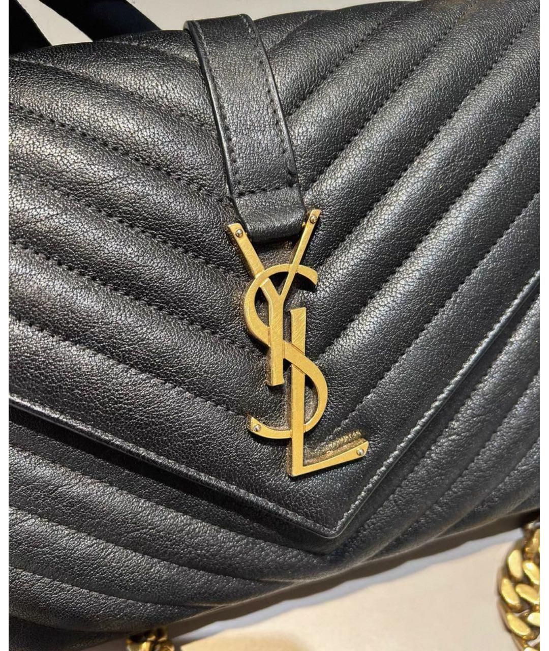 SAINT LAURENT Черная кожаная сумка через плечо, фото 3