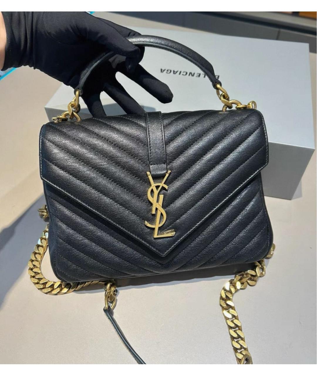 SAINT LAURENT Черная кожаная сумка через плечо, фото 2