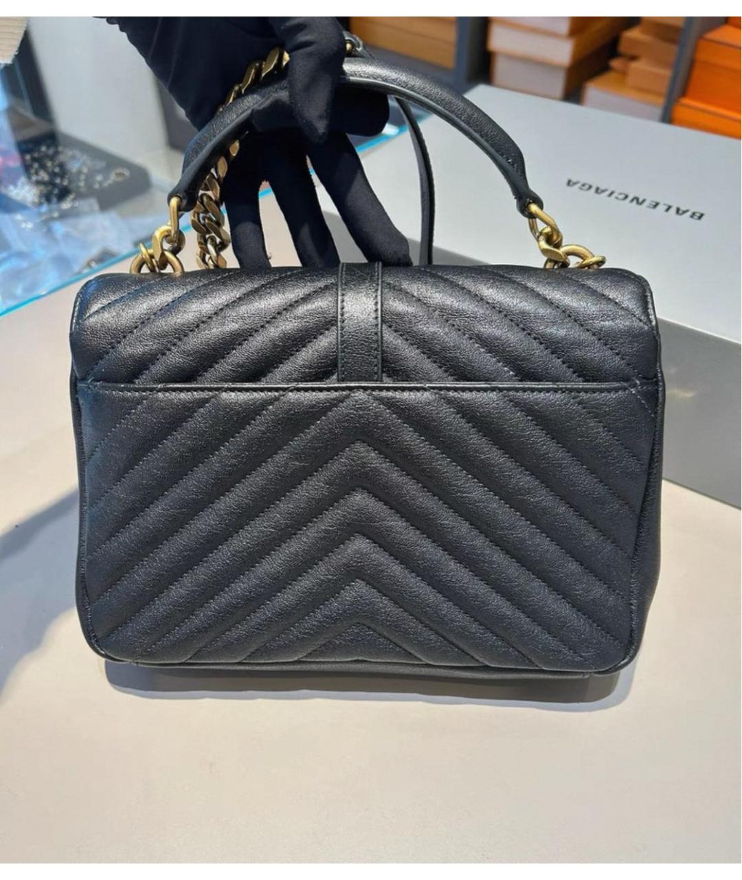 SAINT LAURENT Черная кожаная сумка через плечо, фото 4