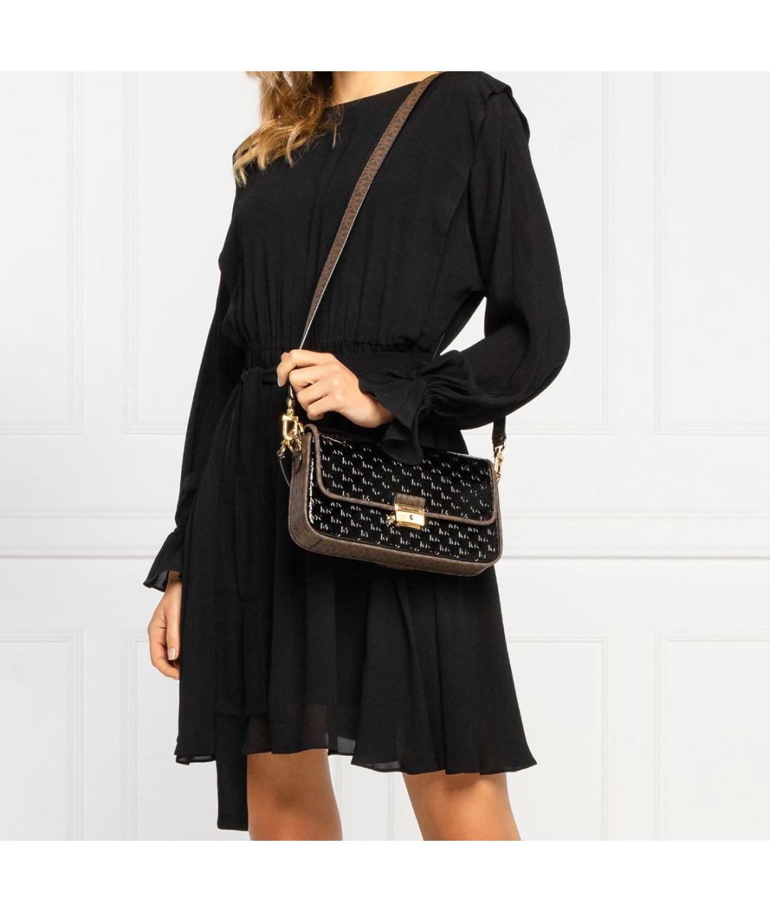 MICHAEL KORS Черная сумка через плечо из лакированной кожи, фото 6