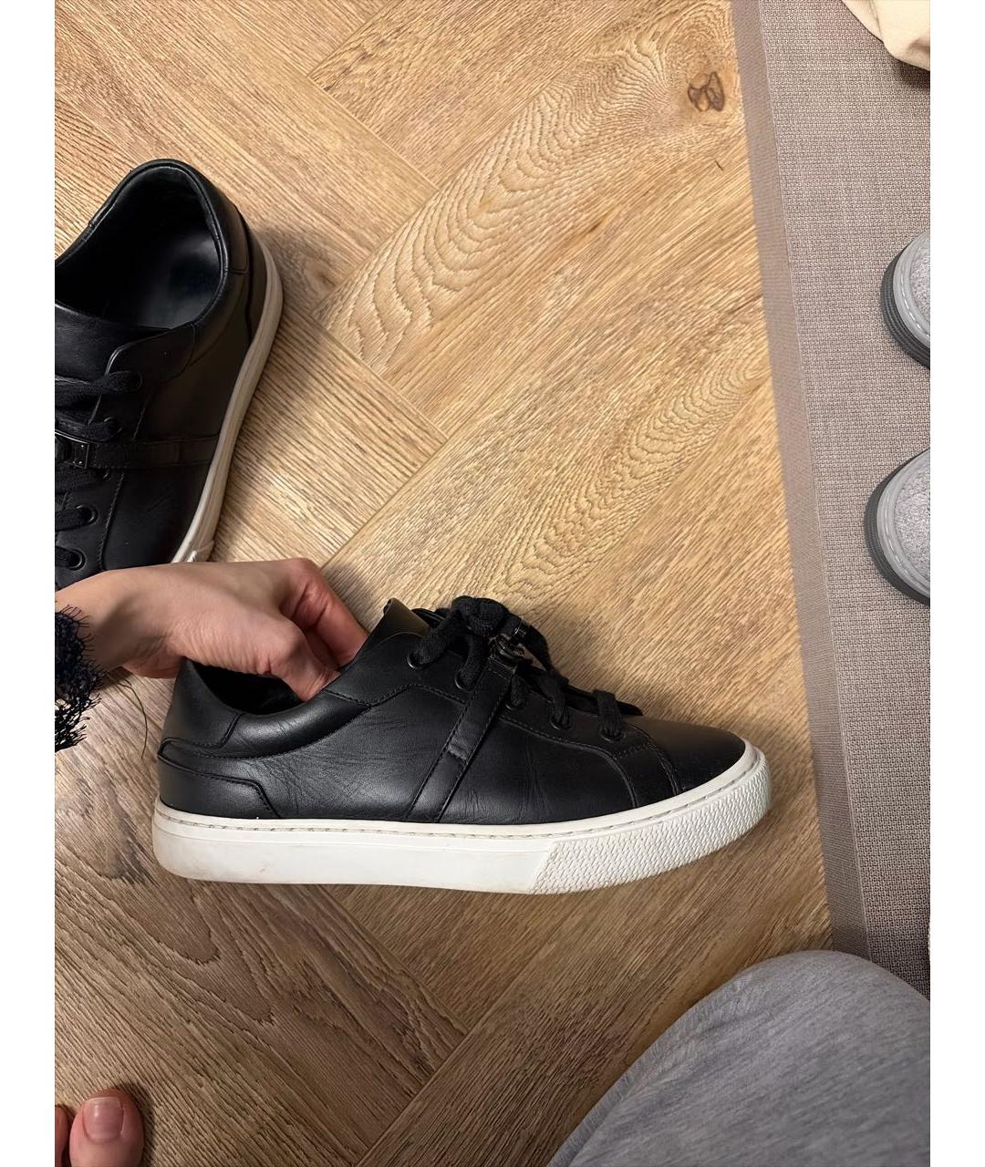 HERMES Черные кожаные кеды, фото 5