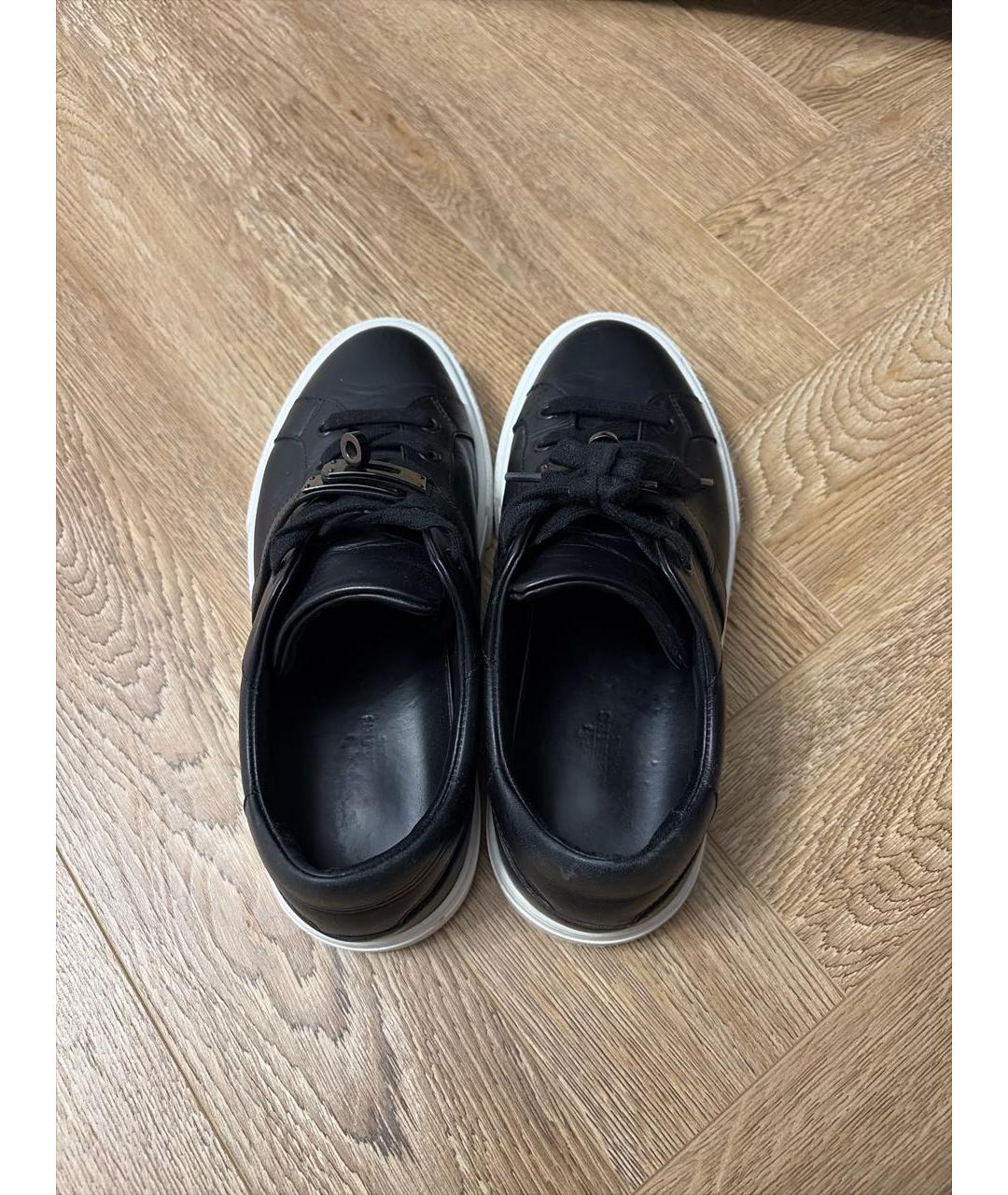 HERMES Черные кожаные кеды, фото 3