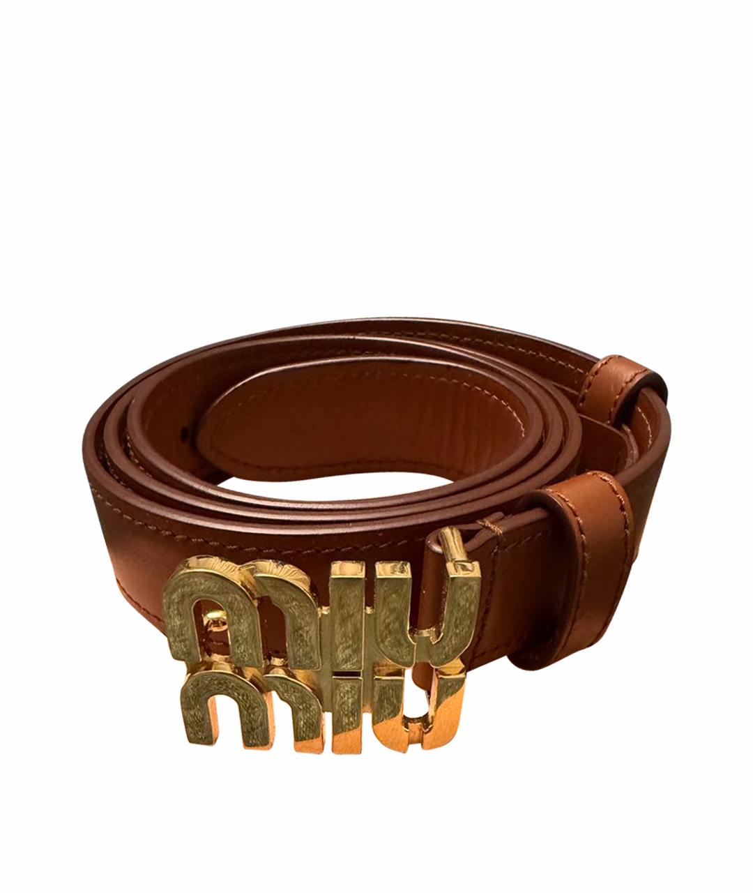 MIU MIU Коричневый кожаный ремень, фото 1