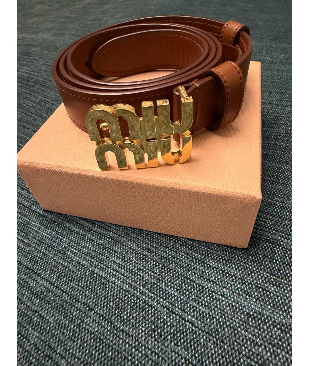 MIU MIU Коричневый кожаный ремень, фото 5
