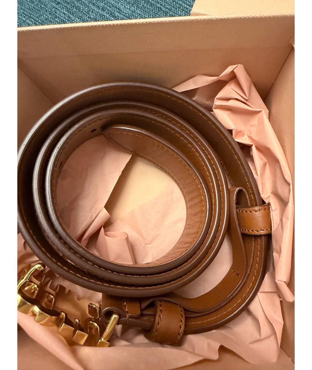 MIU MIU Коричневый кожаный ремень, фото 3