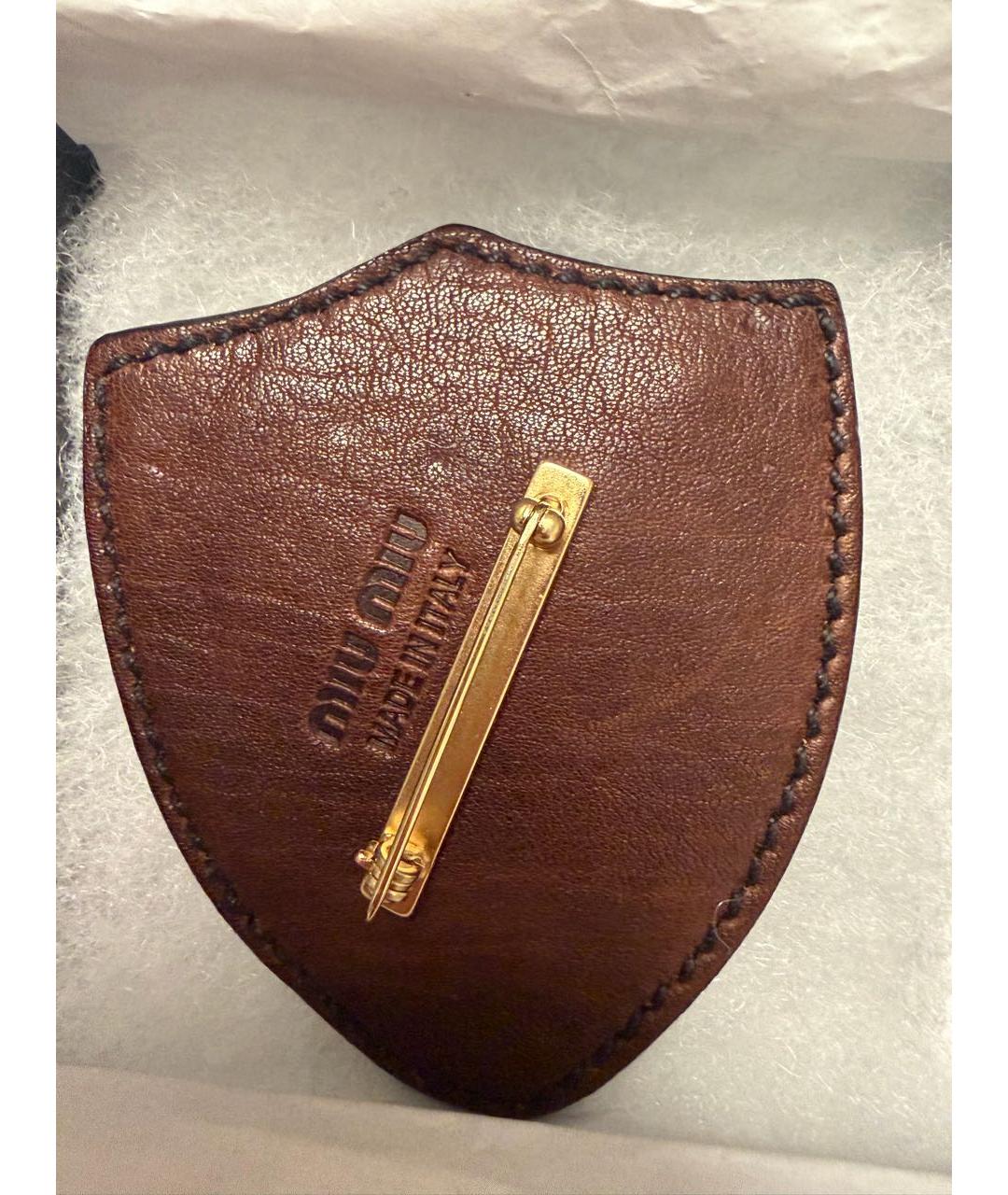 MIU MIU Коричневая кожаная булавка / брошь, фото 2