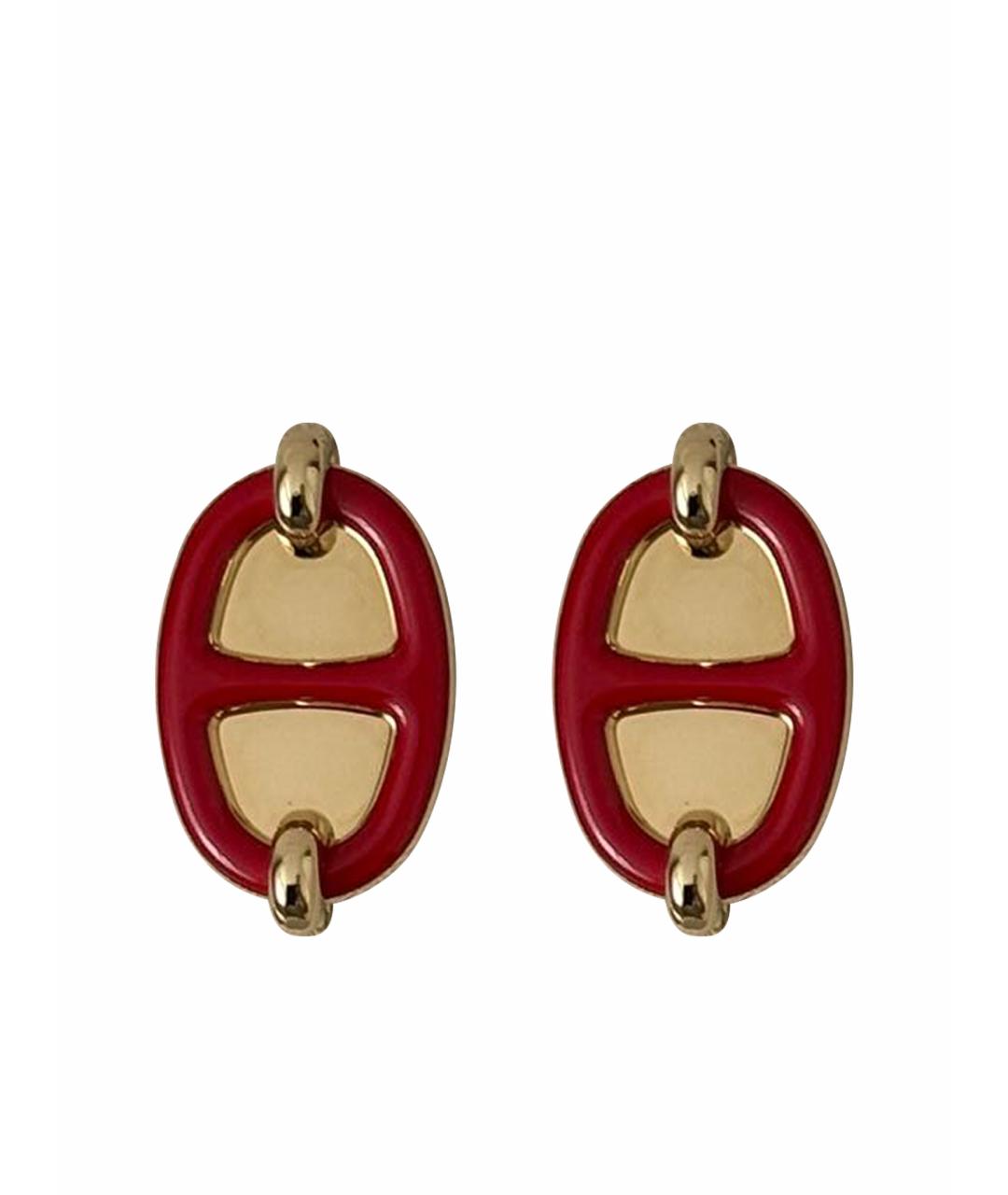 HERMES Красные металлические серьги, фото 1