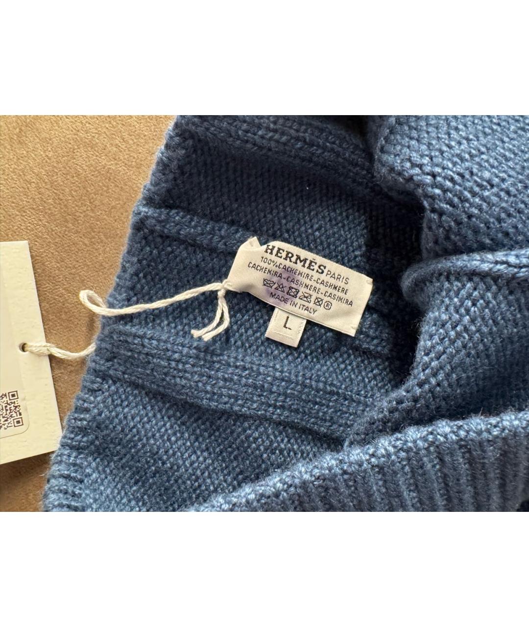 HERMES Темно-синяя кашемировая шапка, фото 4