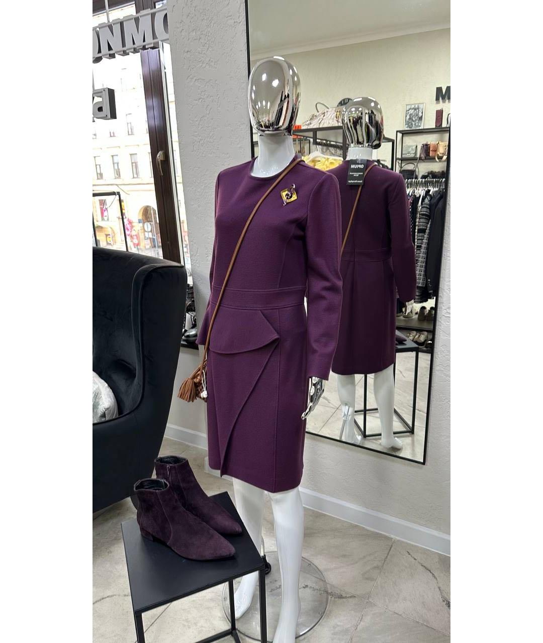 FERRAGAMO Фиолетовое шерстяное повседневное платье, фото 8