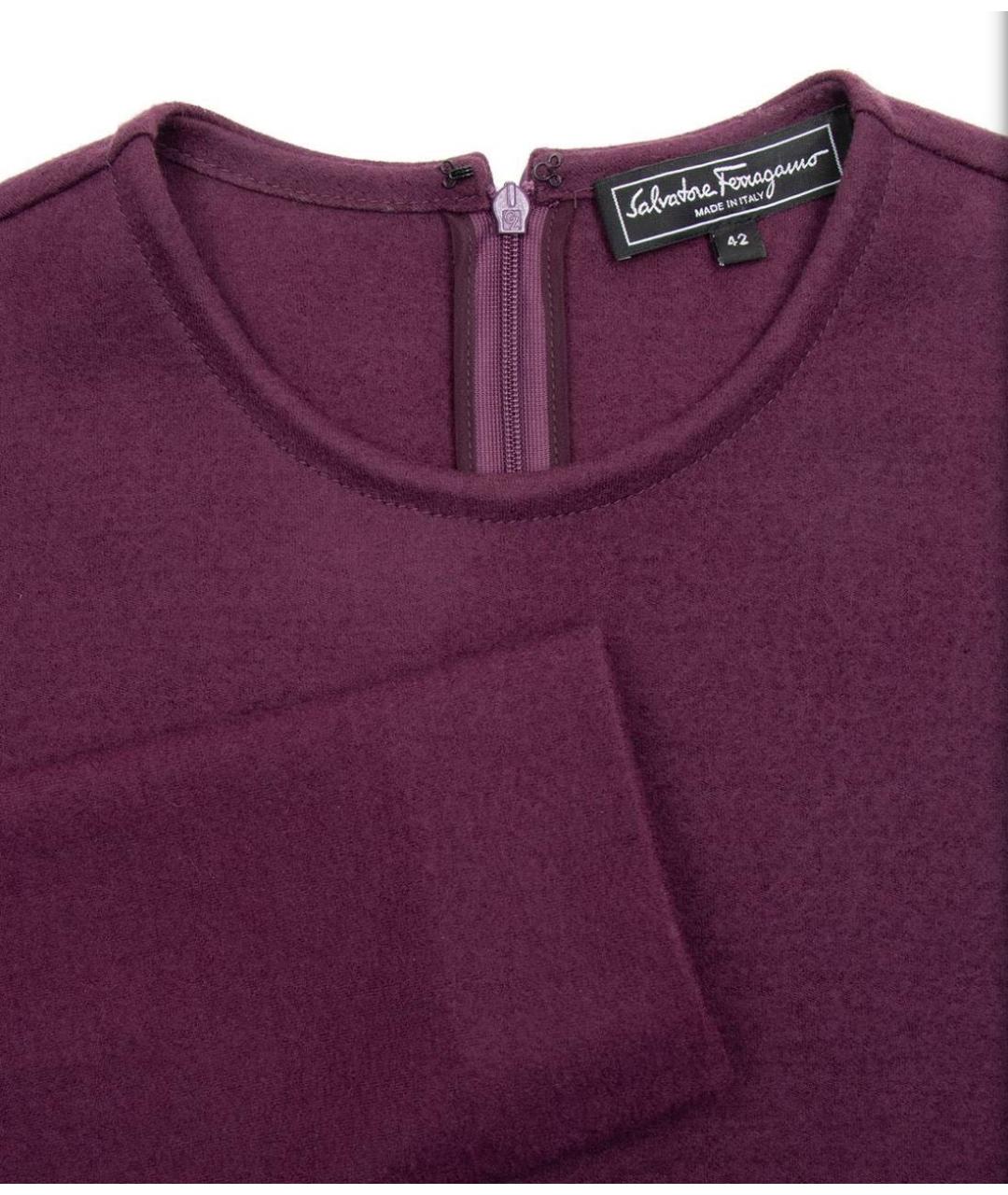 FERRAGAMO Фиолетовое шерстяное повседневное платье, фото 2