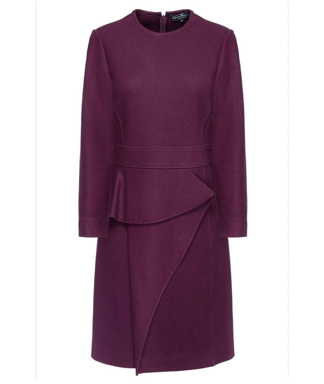 FERRAGAMO Фиолетовое шерстяное повседневное платье, фото 1