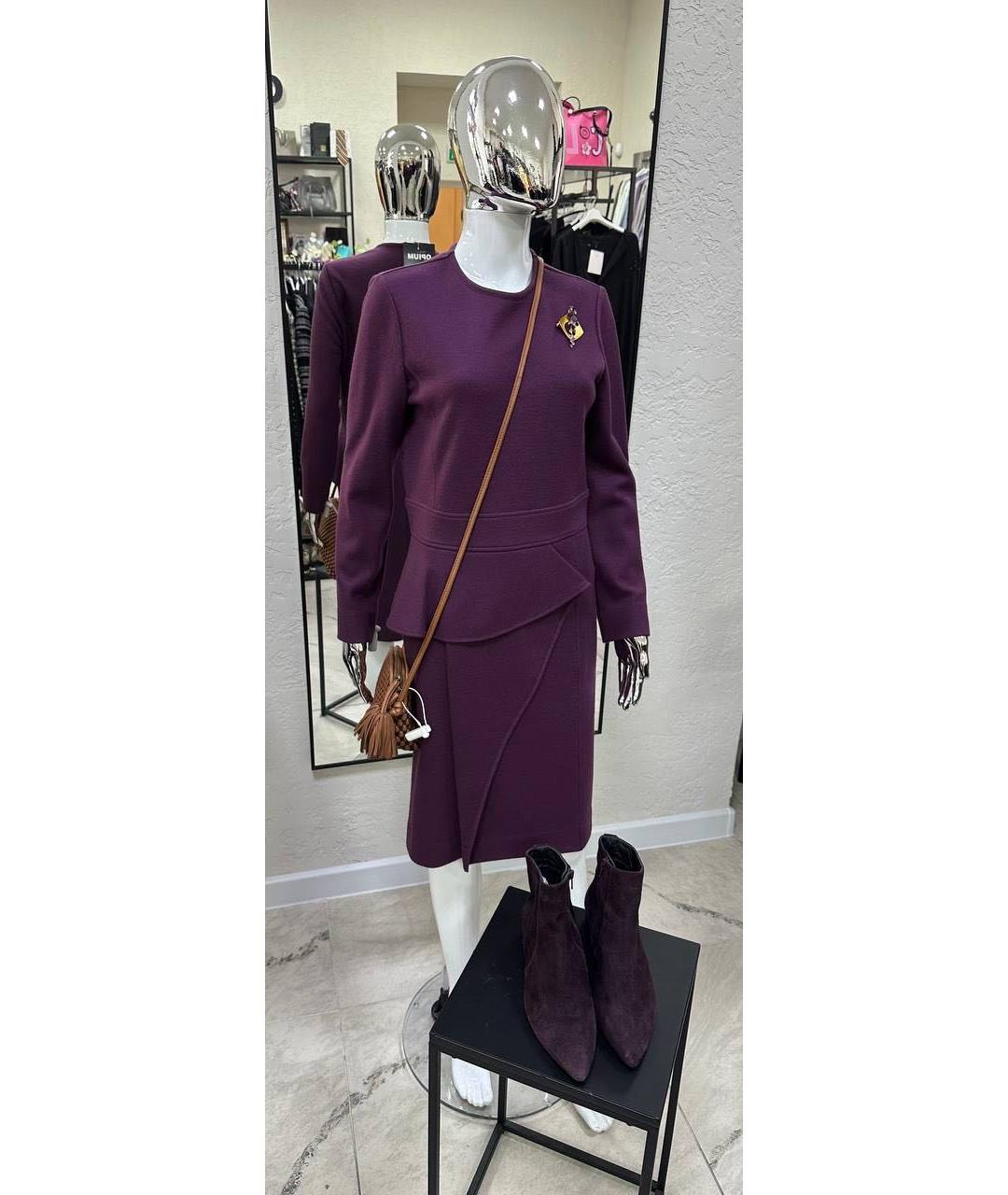 FERRAGAMO Фиолетовое шерстяное повседневное платье, фото 7