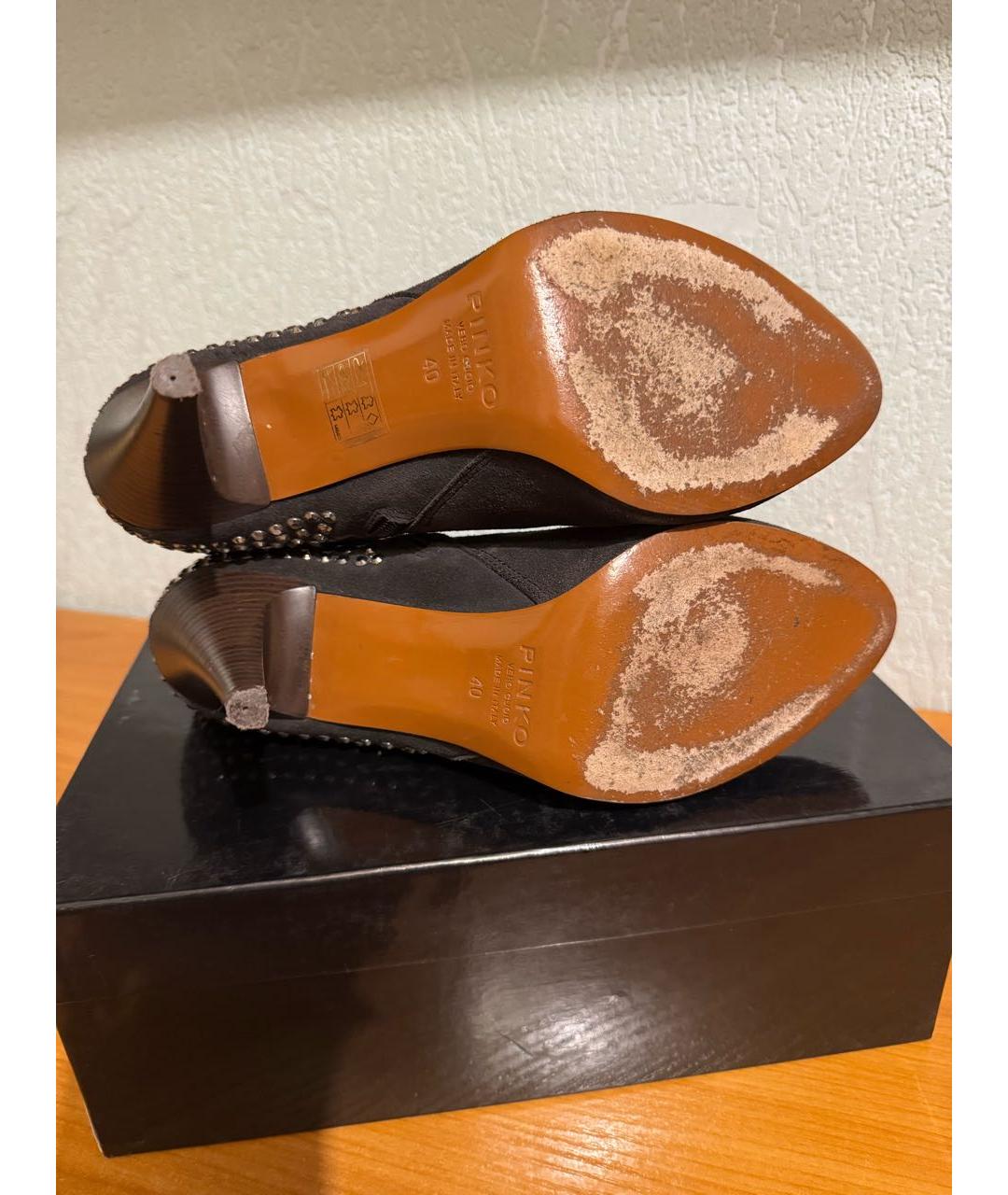 PINKO Антрацитовые замшевые ботильоны, фото 6