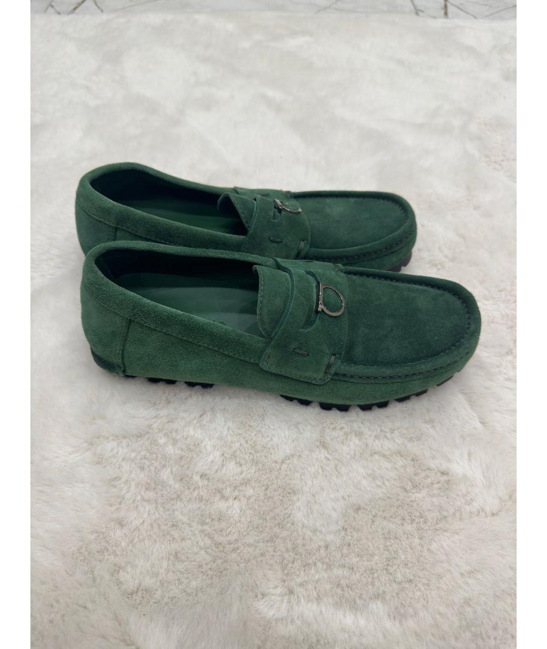 FERRAGAMO Зеленые замшевые мокасины, фото 7