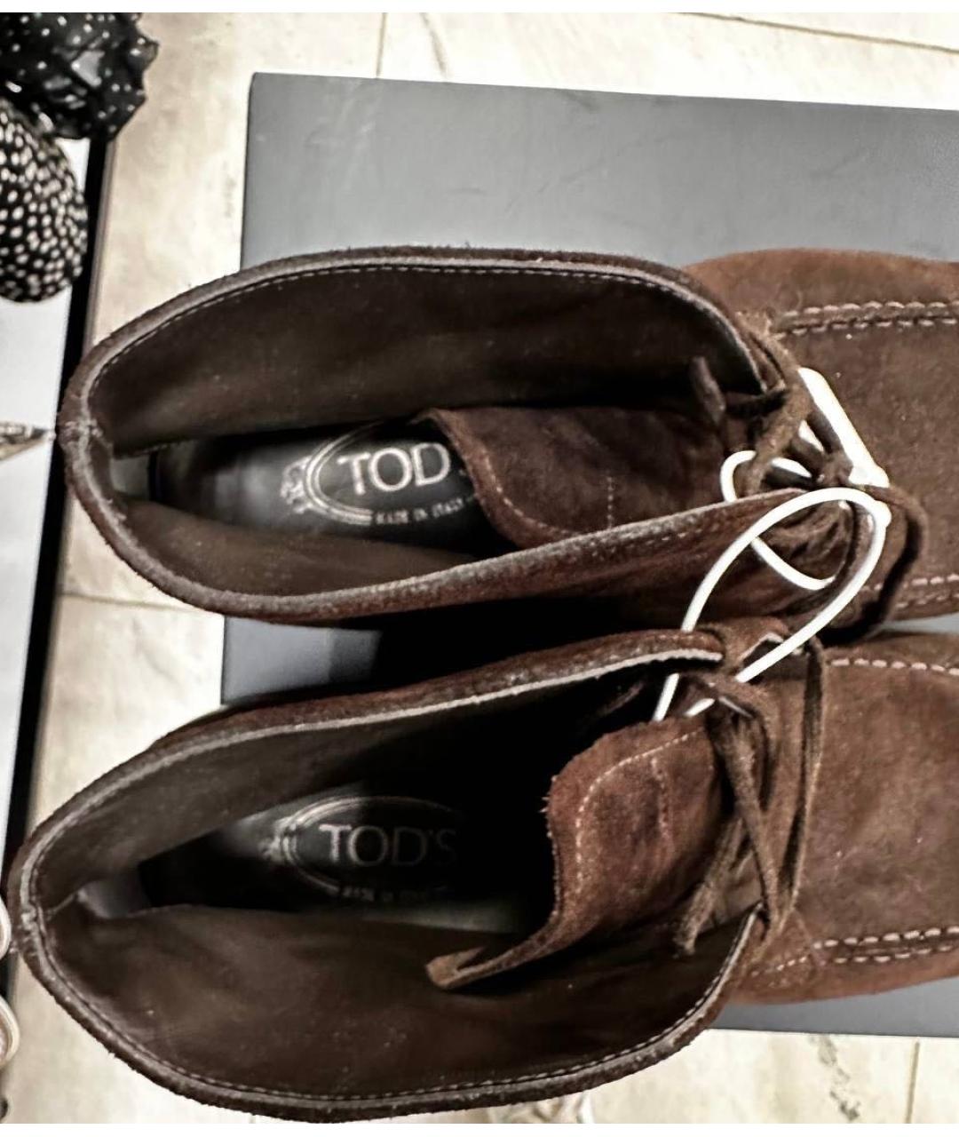 TOD'S Коричневые замшевые низкие ботинки, фото 3