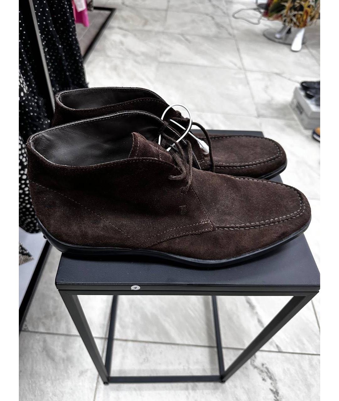 TOD'S Коричневые замшевые низкие ботинки, фото 5