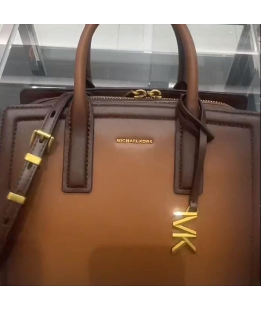 MICHAEL KORS Коричневая кожаная сумка с короткими ручками, фото 5