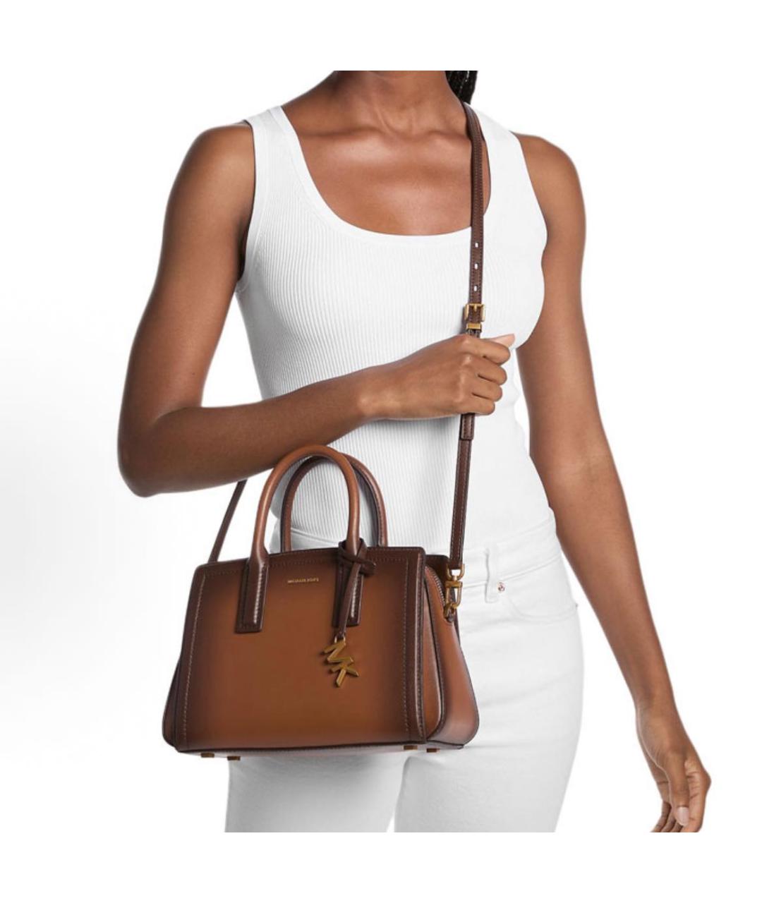 MICHAEL KORS Коричневая кожаная сумка с короткими ручками, фото 3