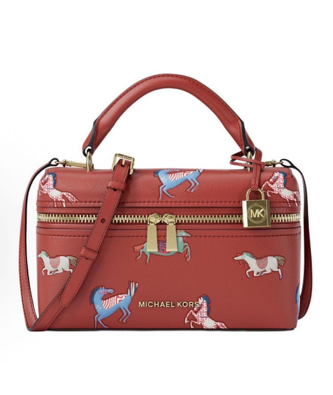 MICHAEL KORS Коралловая кожаная сумка с короткими ручками, фото 6