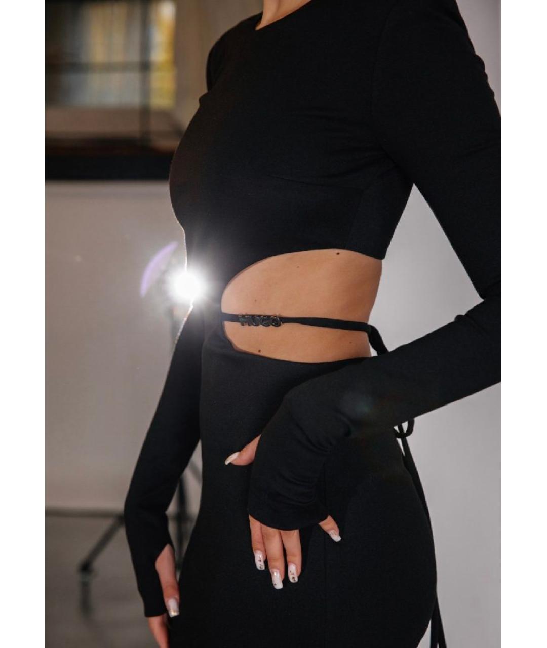 HUGO Черное полиэстеровое коктейльное платье, фото 4