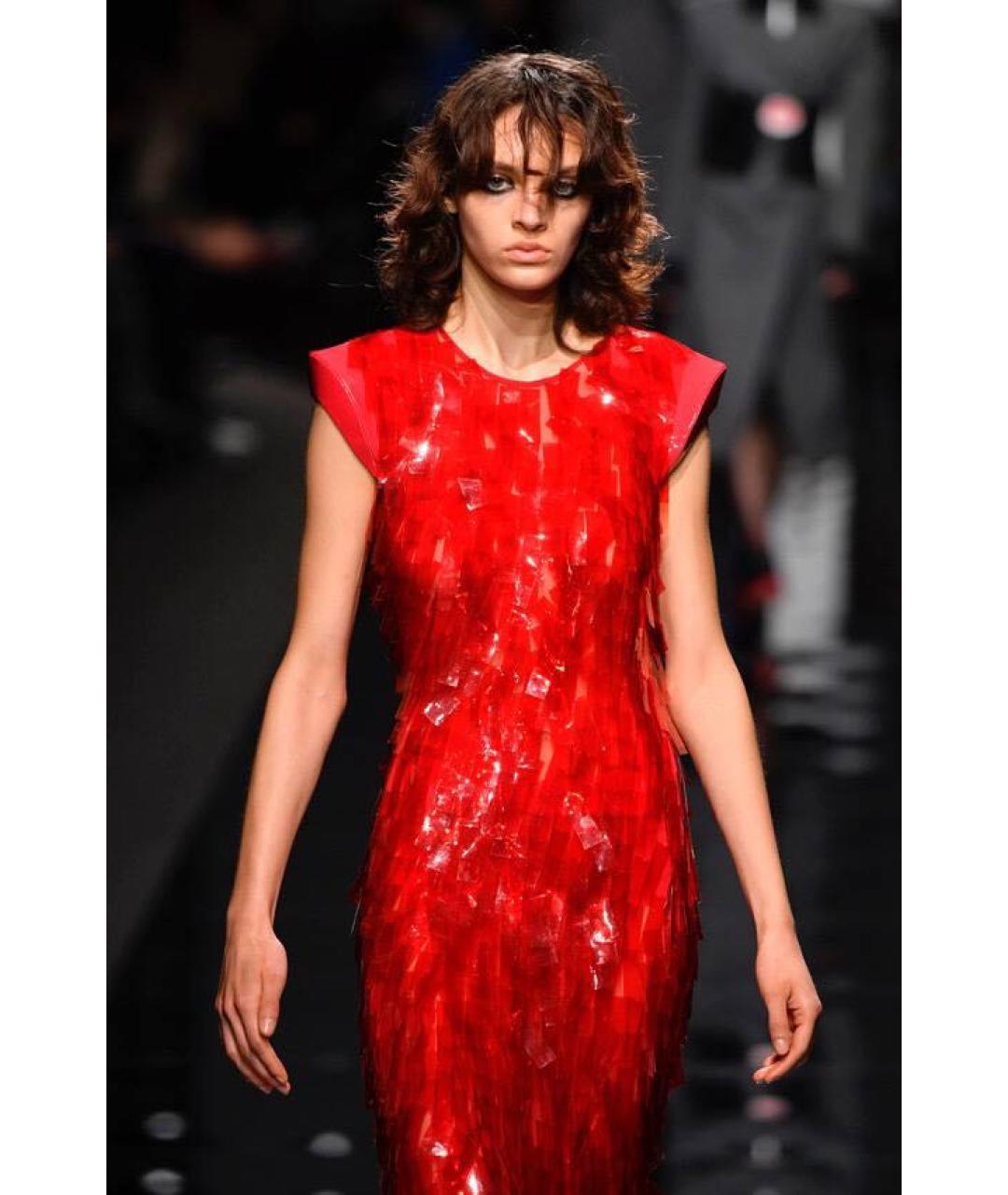 SPORTMAX Красное сетчатое вечернее платье, фото 7