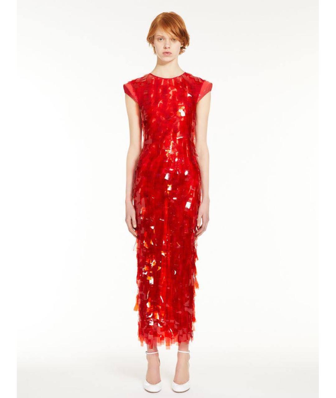 SPORTMAX Красное сетчатое вечернее платье, фото 9