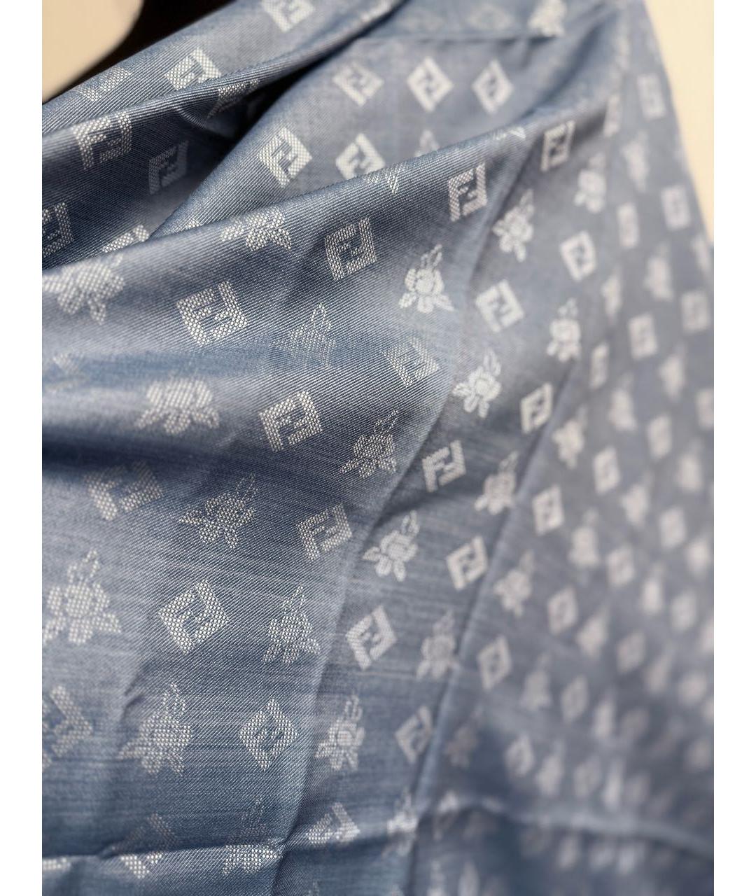 FENDI Голубой шерстяной платок, фото 8