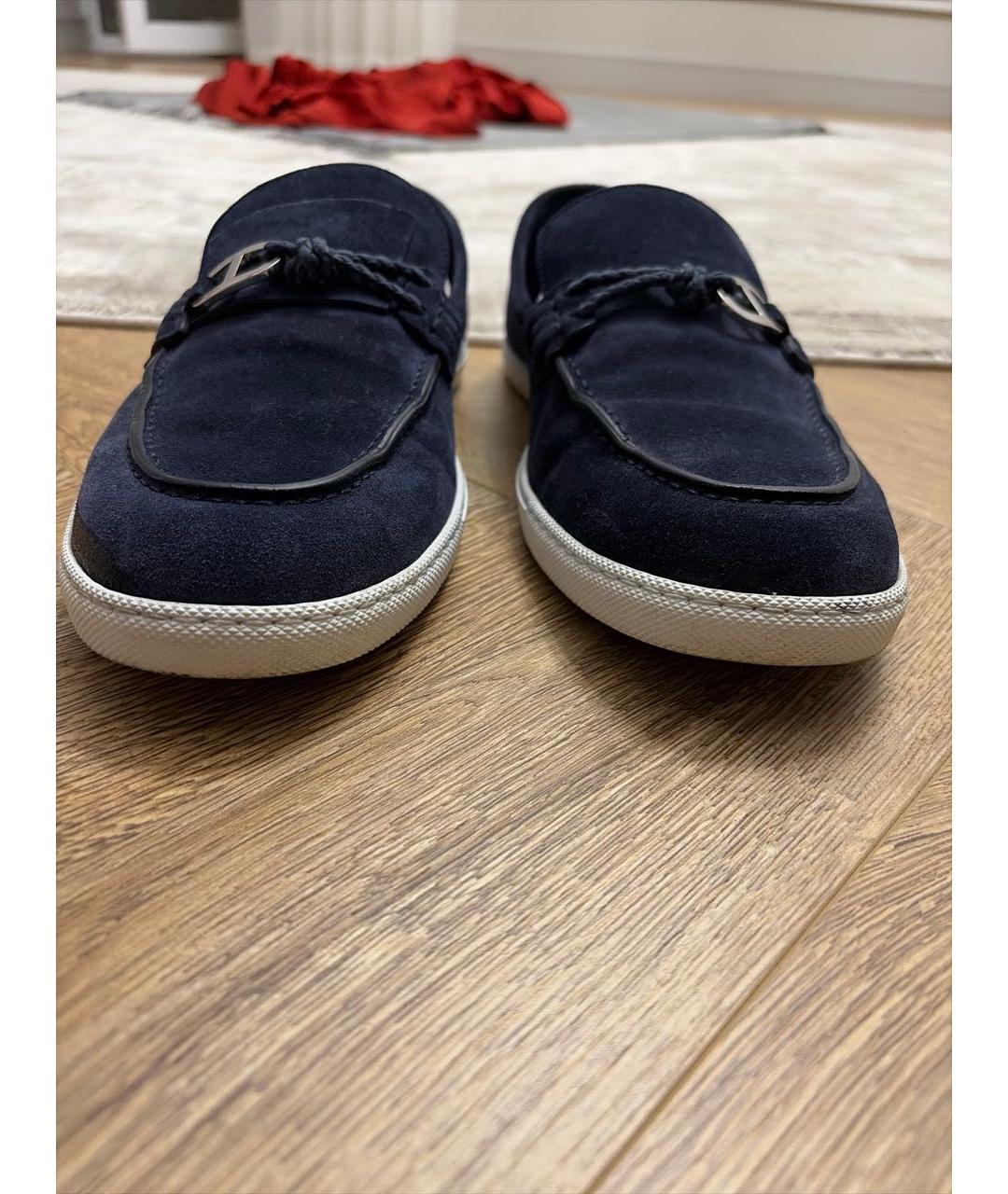 HERMES Темно-синие замшевые лоферы, фото 2